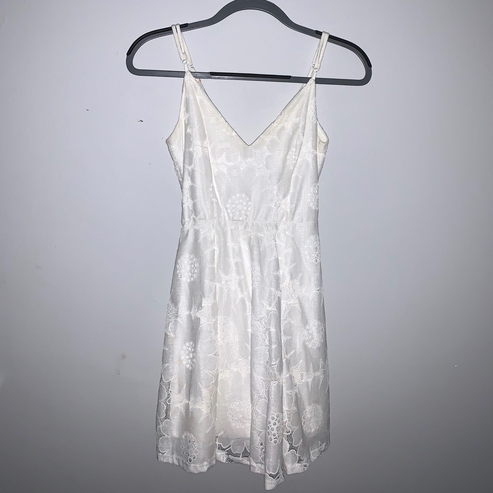 AQUA white floral lace dress